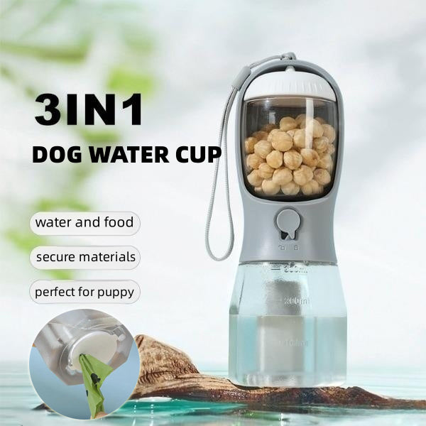 Dog Water Cup 3-in-1 – Portable Pet Water, Food & Waste Holder