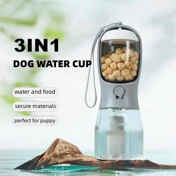 Dog Water Cup 3-in-1 – Portable Pet Water, Food & Waste Holder